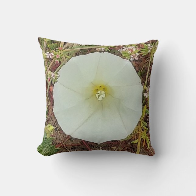 Cojín Decorativo Pillow con flor blanca grande (Anverso)