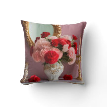 Pillow con flores rosadas y rojas Bonitos