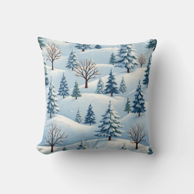 Cojín Decorativo Pillow con fondo de invierno nevado (Anverso)