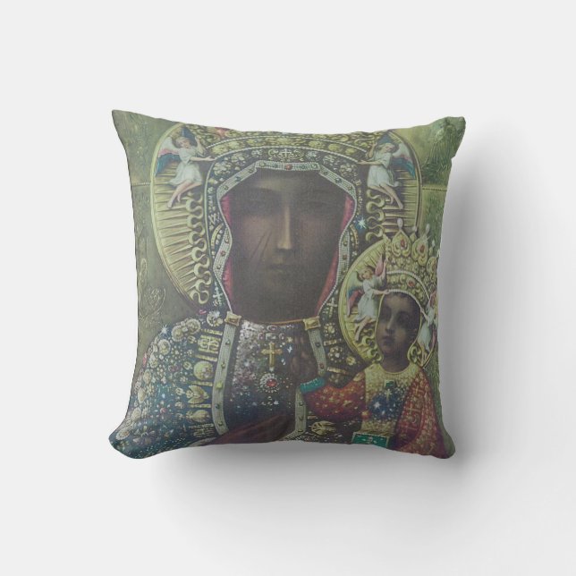 Cojín Decorativo Pillow con Madonna negra y niño (Anverso)