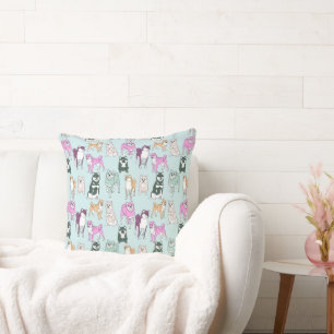 Cojín Decorativo Pillow con perros coloridos Shiba Inu