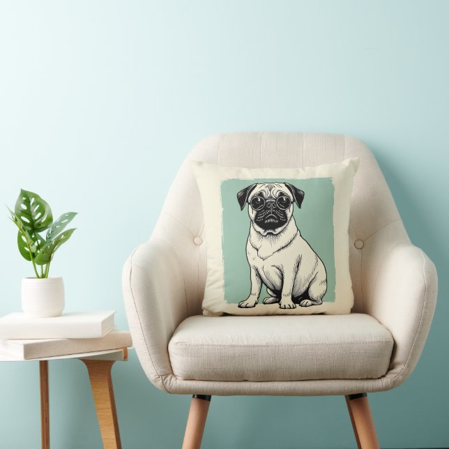 Cojín Decorativo Pillow con pug (Silla)