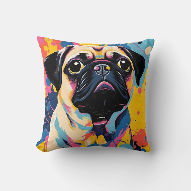 Cojín Decorativo Pillow con pug (Anverso)