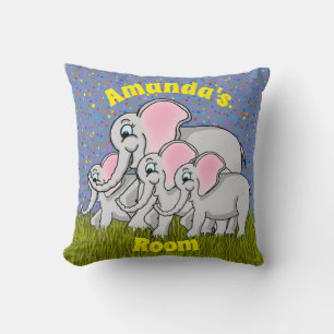 Cojín Decorativo Pillow cuadrado de elefantes felices