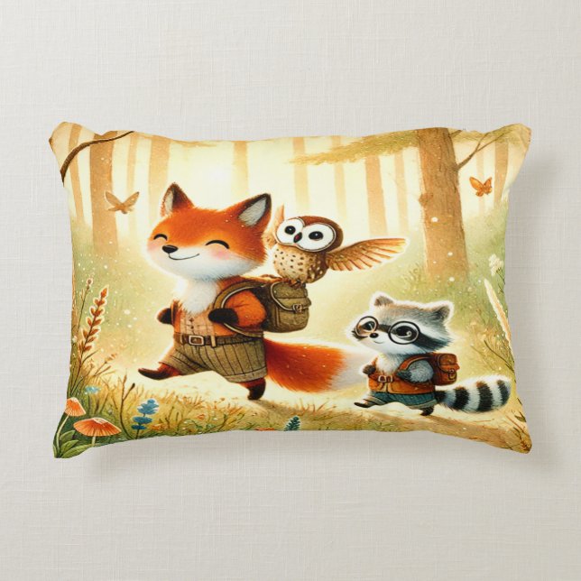 Cojín Decorativo Pillow de acento de los amigos forestales (Anverso)