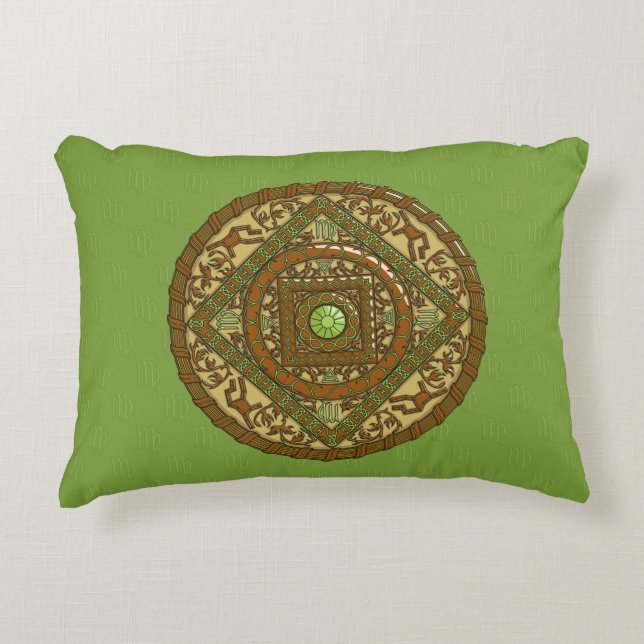 Cojín Decorativo Pillow de acento Virgo Mandala (Anverso)