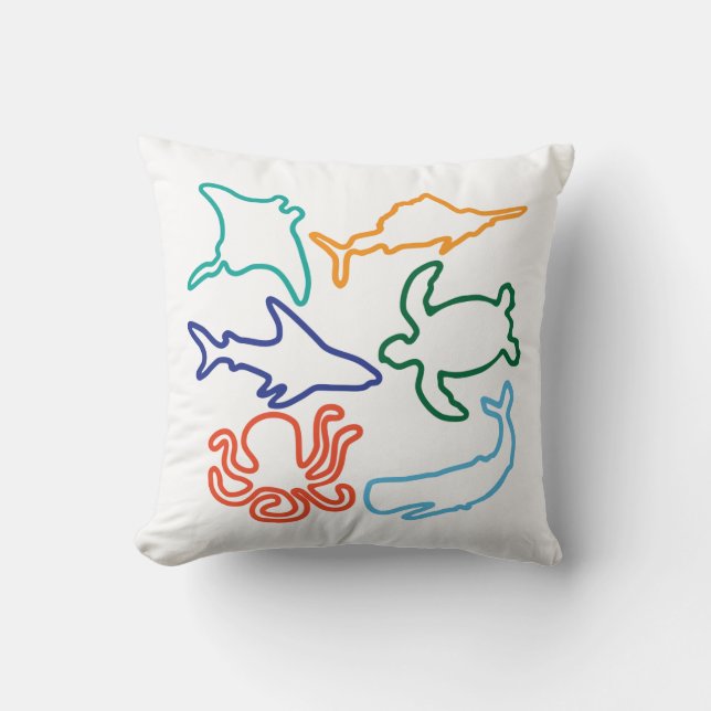Cojín Decorativo Pillow de animales marinos (Anverso)