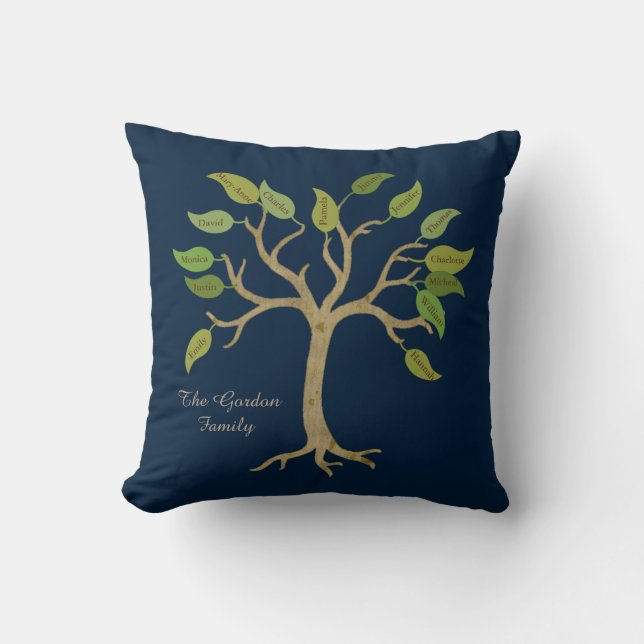 Cojín Decorativo Pillow de árbol de familia personalizada y elegant (Anverso)