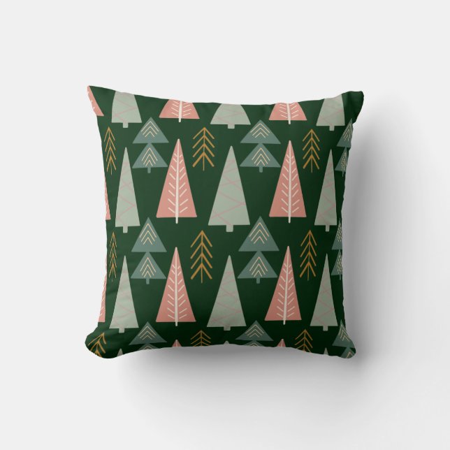 Cojín Decorativo Pillow de árboles verdes de Navidad (Anverso)