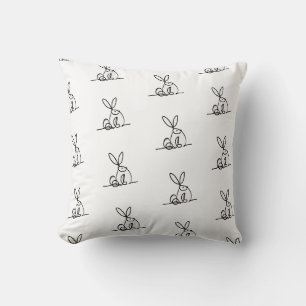 Cojín Decorativo Pillow de arte de la línea de conejito minimalista