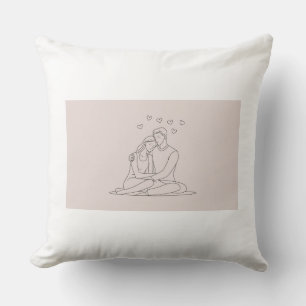 Cojín Decorativo Pillow de arte de la línea de la pareja minimalist