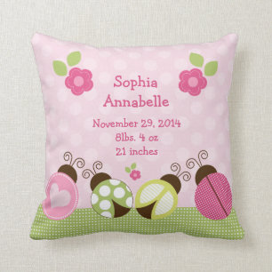 Cojín Decorativo Pillow de "Bonito Ladybugs & Flowers" personalizad