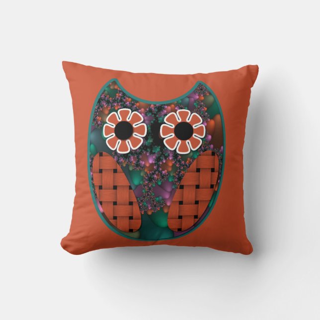 Cojín Decorativo Pillow de búho fractal (Anverso)