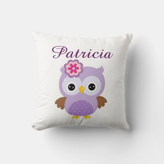 Cojín Decorativo Pillow de búho morado (Anverso)