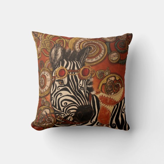 Cojín Decorativo Pillow de cebra de Steampunk (Anverso)