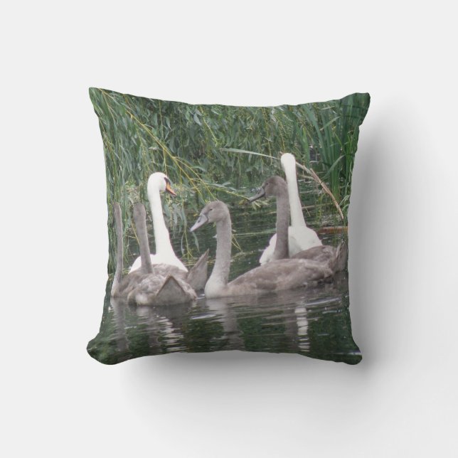 Cojín Decorativo Pillow de cignetas y cisnes (Anverso)