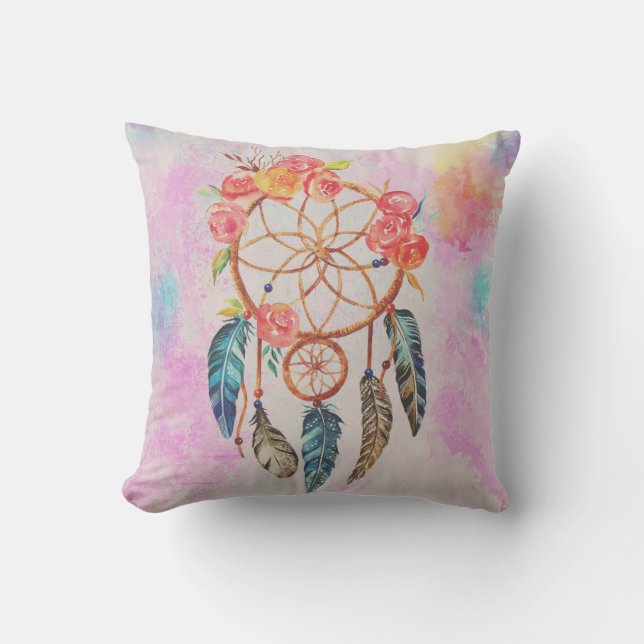 Cojín Decorativo Pillow de Dreamcatcher Watercolor (Anverso)