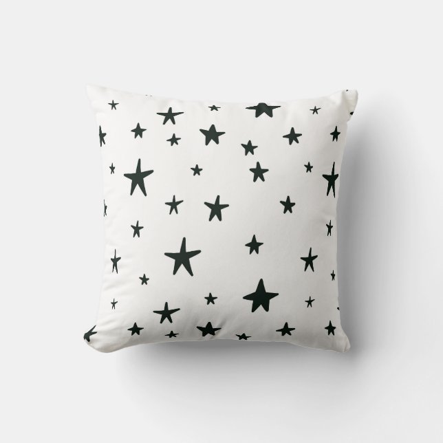 Cojín Decorativo Pillow de estrellas negras y blancas (Anverso)