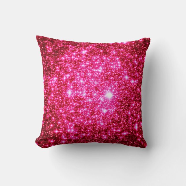 Cojín Decorativo Pillow de estrellas rosa brillante (Anverso)