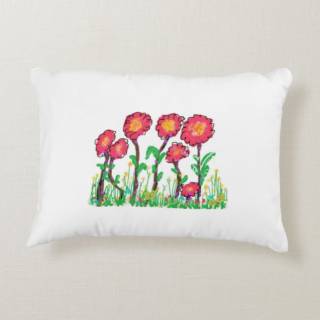 Cojín Decorativo Pillow de flores rojas (Reverso)