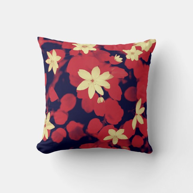 Cojín Decorativo Pillow de flores rojas de cerezo (Anverso)