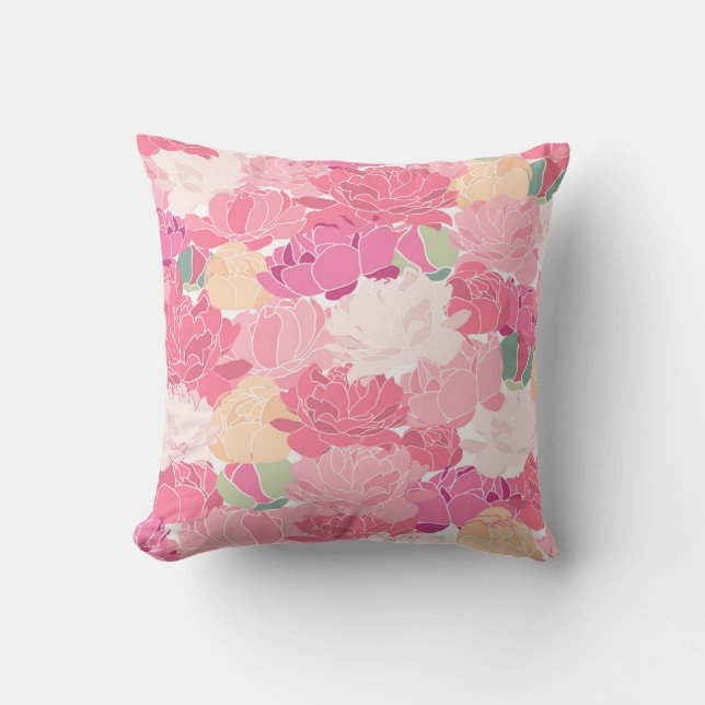 Cojín Decorativo Pillow de flores rosas (Anverso)