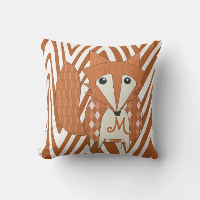 Cojín Decorativo Pillow de Fox estilizada monogramada (Anverso)