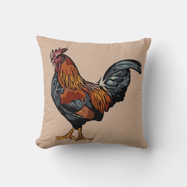 Cojín Decorativo Pillow de gallo marrón (Anverso)