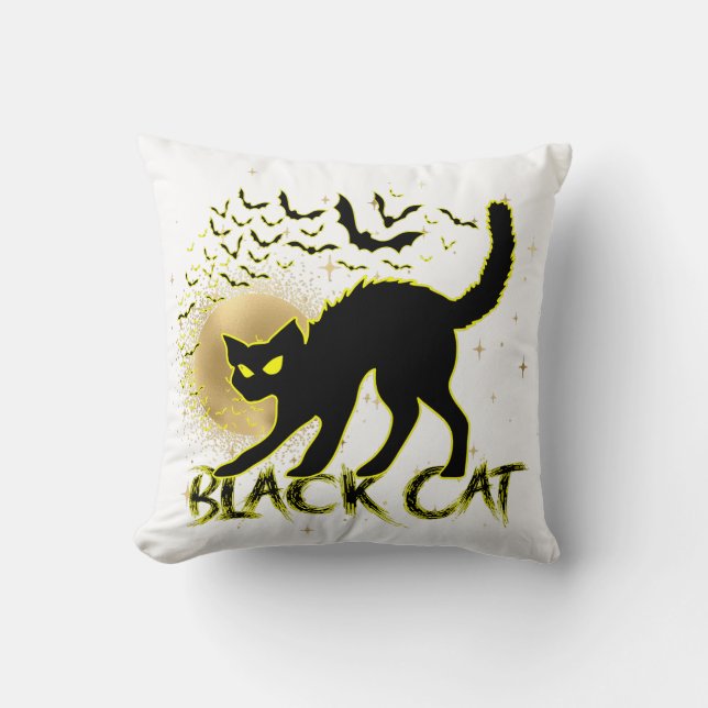 Cojín Decorativo Pillow de Halloween inspirada en un gato negro (Anverso)