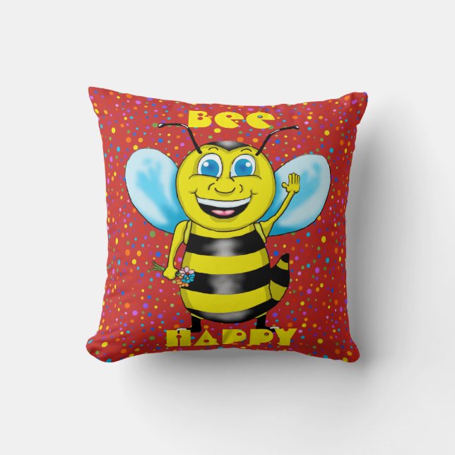 Cojín Decorativo Pillow de Happy Bee Square (Anverso)