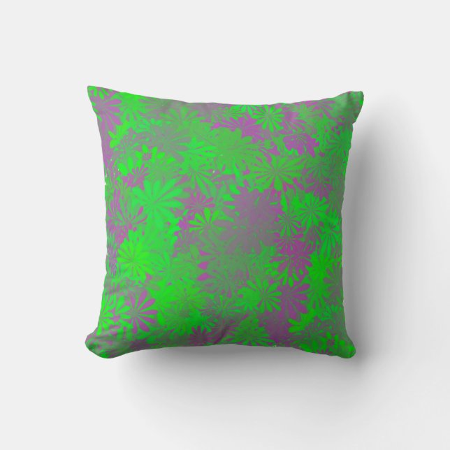 Cojín Decorativo Pillow de hoja verde y púrpura (Anverso)
