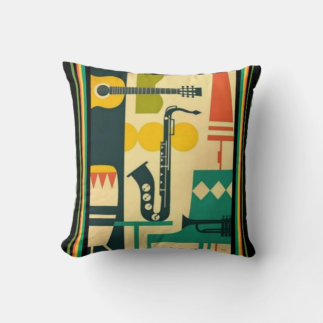 Cojín Decorativo Pillow de Jazz Moderno de Mid Century (Anverso)