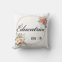 Pillow de la acuarela floral Éducatrice