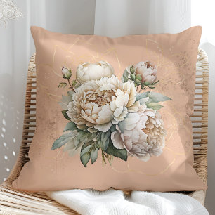 Cojín Decorativo Pillow de la bayeta rústica con peonés dorados y R