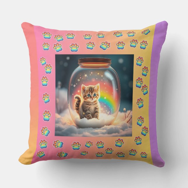 Cojín Decorativo Pillow de la búsqueda de gatitos cósmicos (Anverso)