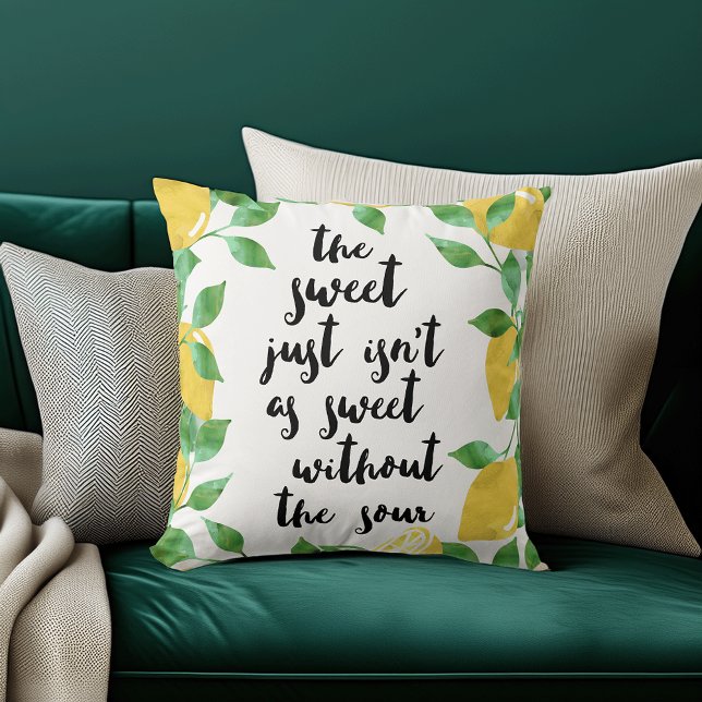 Cojín Decorativo Pillow de la cita del limón dulce y amargo (Subido por el creador)