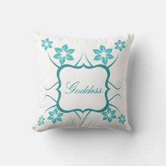 Cojín Decorativo Pillow de la diosa floral, Verde azulada