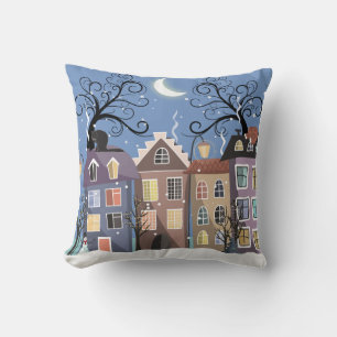 Cojín Decorativo Pillow de la escena de Winter Town