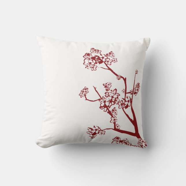 Cojín Decorativo Pillow de la flor de cerezo rojo (Anverso)