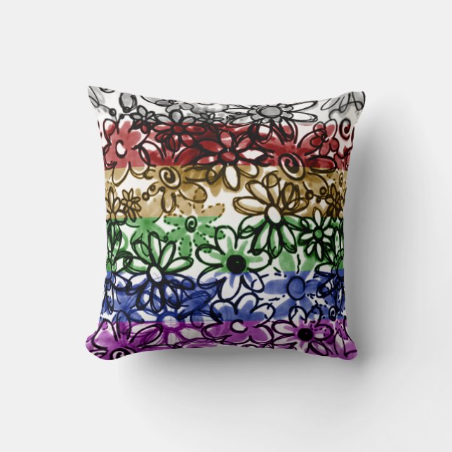 Cojín Decorativo Pillow de la floración esquemática (Anverso)