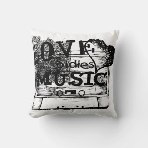 Cojín Decorativo Pillow de la música de los olores de amor negro y 