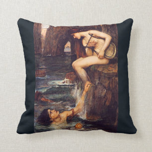 Cojín Decorativo Pillow de la sirena pre-Raphaelite de John W.