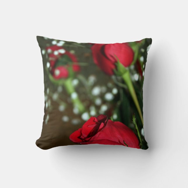 Cojín Decorativo Pillow de las rosas rojas blandas (Anverso)
