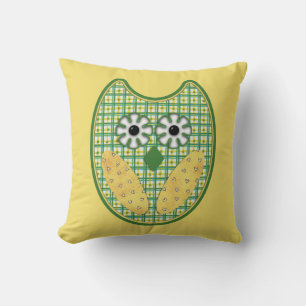 Cojín Decorativo Pillow De Lechuza Verde Y Amarilla