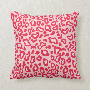 Cojín Decorativo Pillow de leopardo rojo y rosa