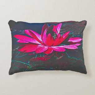 Cojín Decorativo Pillow de Lily de Agua Rosa Caliente con Podos Dis