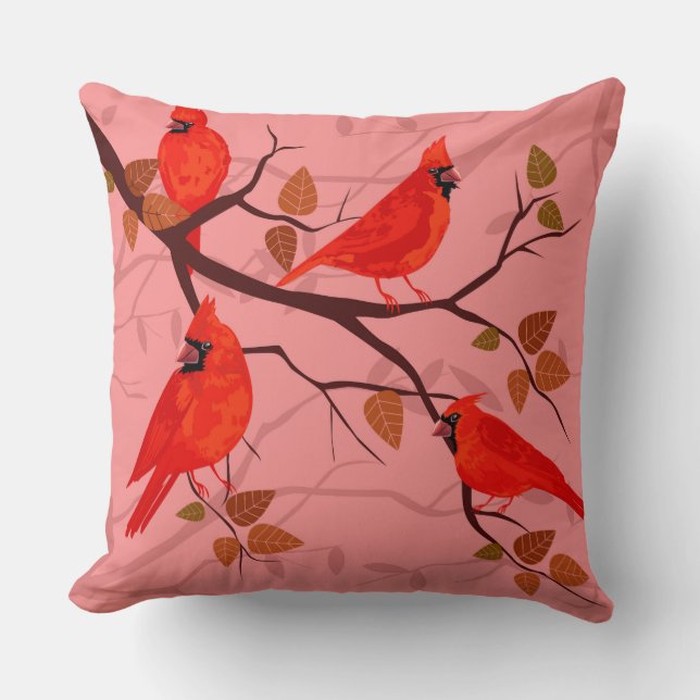 Cojín Decorativo Pillow de los Cardenales Rojos (Anverso)