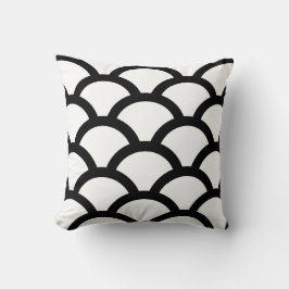 Cojín Decorativo Pillow de los círculos geométricos en blanco y neg