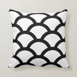 Cojín Decorativo Pillow de los círculos geométricos en blanco y neg
