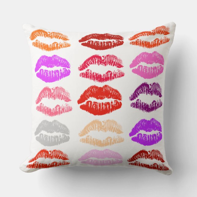Cojín Decorativo Pillow de los labios de arte pop (besos) (Anverso)